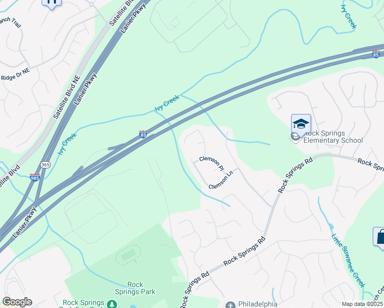 map of restaurants, bars, coffee shops, grocery stores, and more near 610 Clemson Lane in Lawrenceville