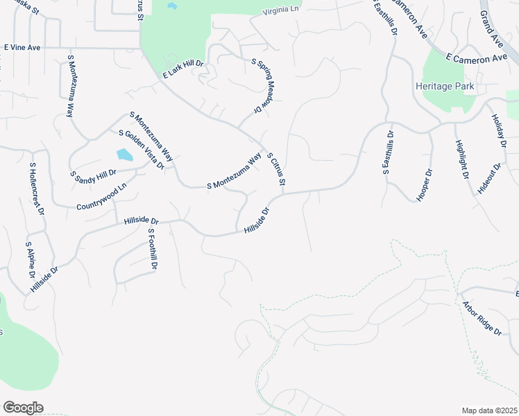 map of restaurants, bars, coffee shops, grocery stores, and more near 2977 Hillside Drive in West Covina