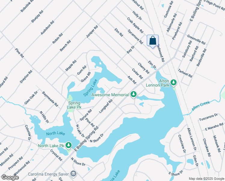 map of restaurants, bars, coffee shops, grocery stores, and more near 1370 Spring Lake Drive in Southport