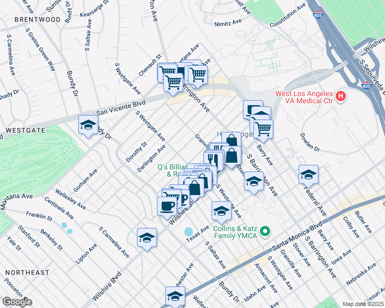 map of restaurants, bars, coffee shops, grocery stores, and more near in Los Angeles