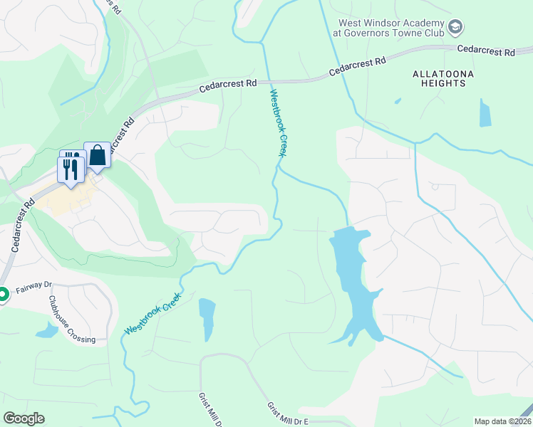 map of restaurants, bars, coffee shops, grocery stores, and more near 821 Golf Crest Drive in Acworth