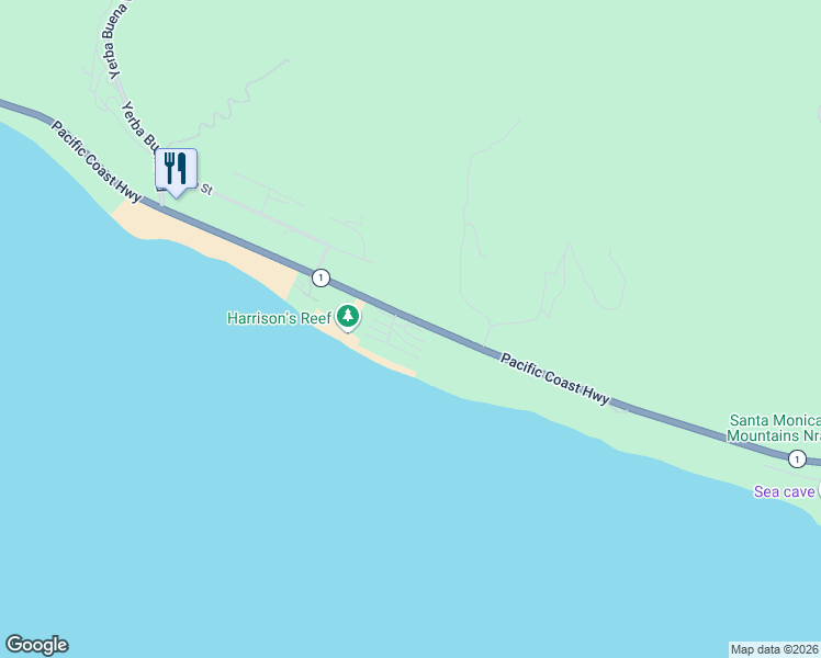 map of restaurants, bars, coffee shops, grocery stores, and more near 11940 Oceanaire Lane in Malibu