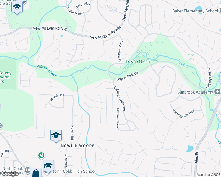map of restaurants, bars, coffee shops, grocery stores, and more near 3036 Langley Close NW in Kennesaw
