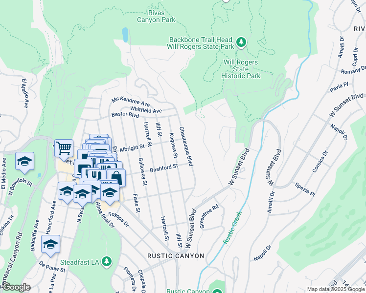 map of restaurants, bars, coffee shops, grocery stores, and more near 1047 Chautauqua Boulevard in Los Angeles