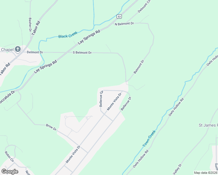 map of restaurants, bars, coffee shops, grocery stores, and more near 229 Bellevue Circle in Gadsden