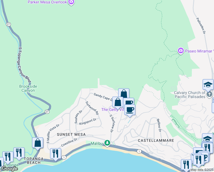 map of restaurants, bars, coffee shops, grocery stores, and more near 18041 Blue Sail Drive in Los Angeles