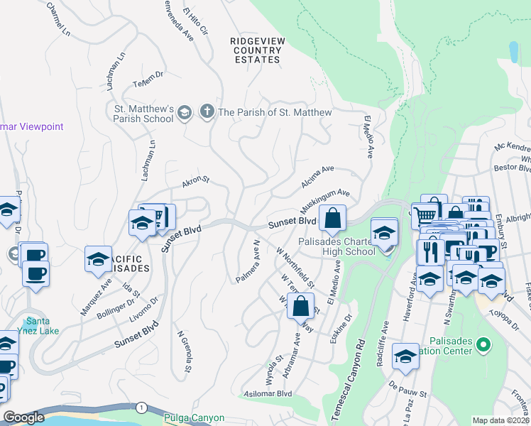 map of restaurants, bars, coffee shops, grocery stores, and more near 832 Las Lomas Avenue in Los Angeles