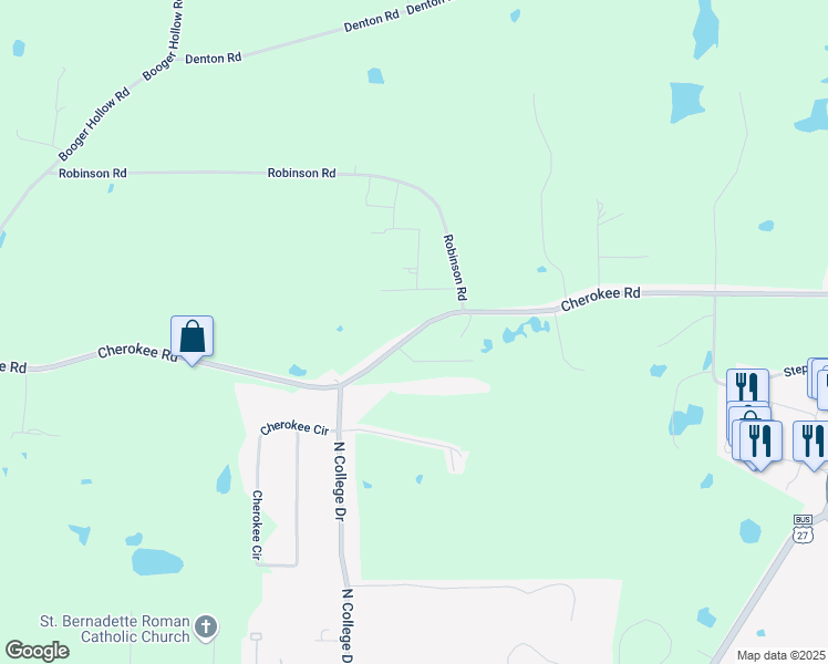 map of restaurants, bars, coffee shops, grocery stores, and more near Cherokee Road in Cedartown