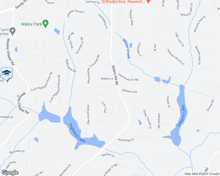 map of restaurants, bars, coffee shops, grocery stores, and more near 4494 Coventry Way Northeast in Roswell