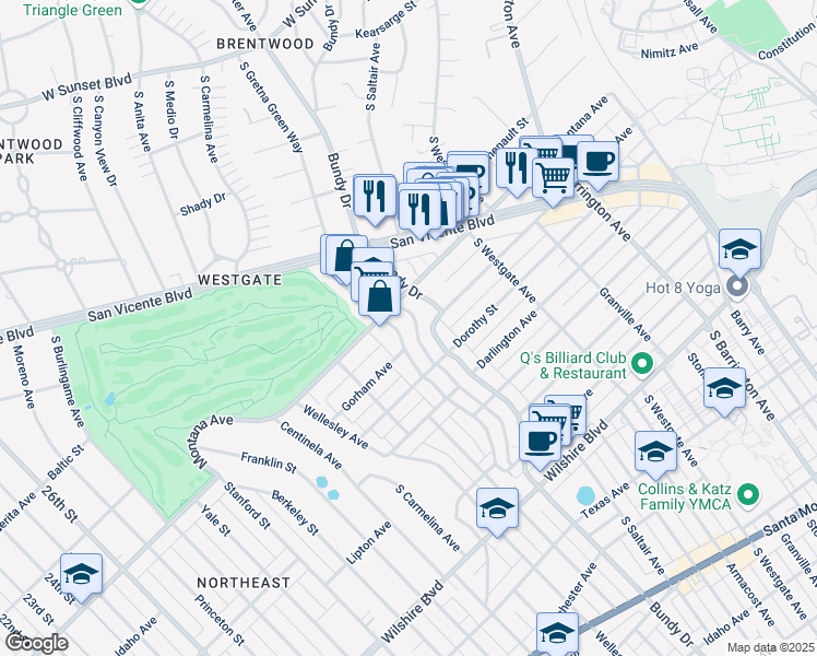 map of restaurants, bars, coffee shops, grocery stores, and more near in Los Angeles