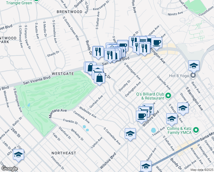 map of restaurants, bars, coffee shops, grocery stores, and more near in Los Angeles