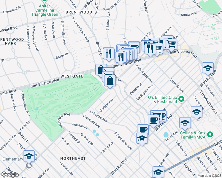 map of restaurants, bars, coffee shops, grocery stores, and more near in Los Angeles
