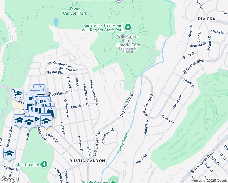 map of restaurants, bars, coffee shops, grocery stores, and more near 1071 Villa View Drive in Los Angeles