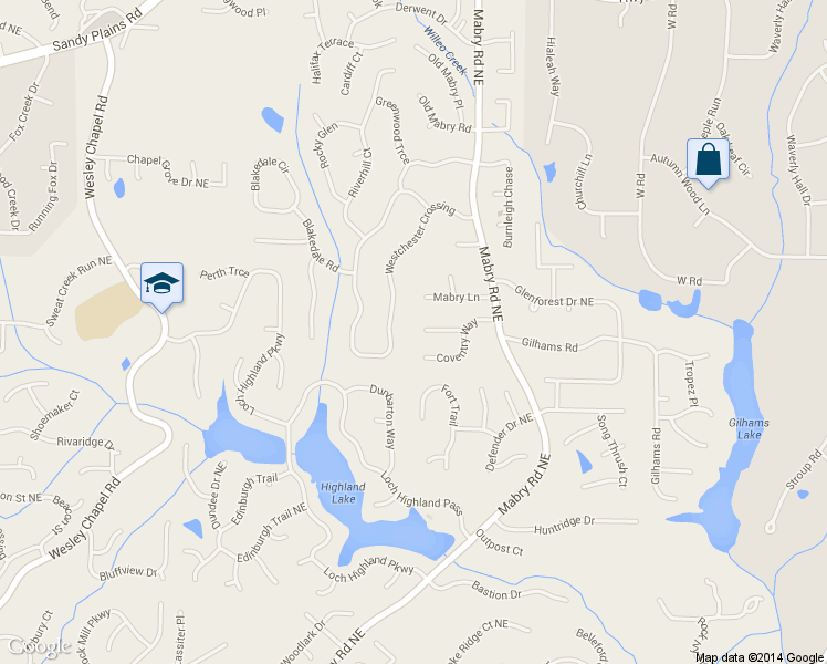 map of restaurants, bars, coffee shops, grocery stores, and more near 4440 Coventry Court in Roswell