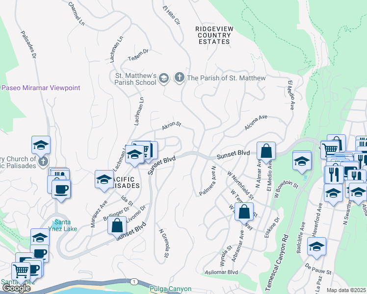 map of restaurants, bars, coffee shops, grocery stores, and more near 834 North Las Casas Avenue in Los Angeles