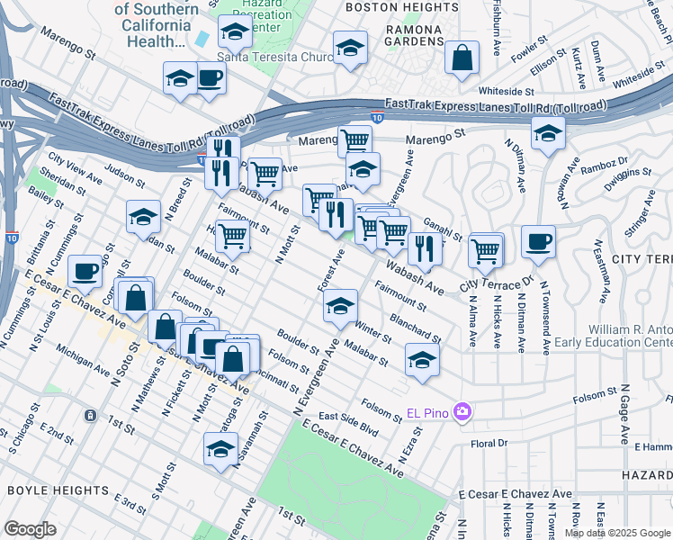 map of restaurants, bars, coffee shops, grocery stores, and more near 911 Forest Avenue in Los Angeles