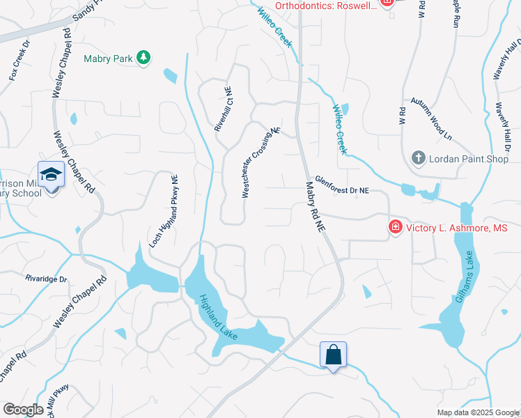 map of restaurants, bars, coffee shops, grocery stores, and more near 4440 Coventry Court in Roswell