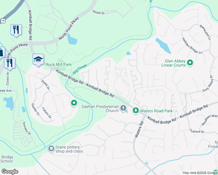 map of restaurants, bars, coffee shops, grocery stores, and more near 11069 Grey Owl Road in Alpharetta