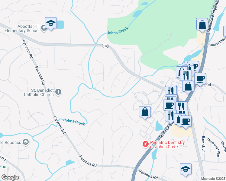 map of restaurants, bars, coffee shops, grocery stores, and more near 600 Oakmont Hill in Duluth