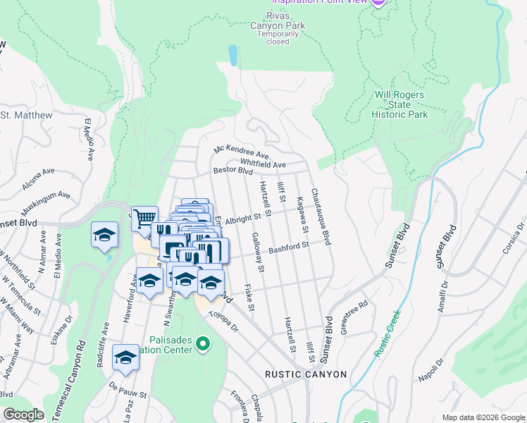 map of restaurants, bars, coffee shops, grocery stores, and more near 1101 Hartzell Street in Los Angeles