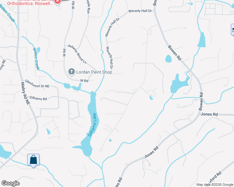 map of restaurants, bars, coffee shops, grocery stores, and more near 11055 Stroup Road in Roswell