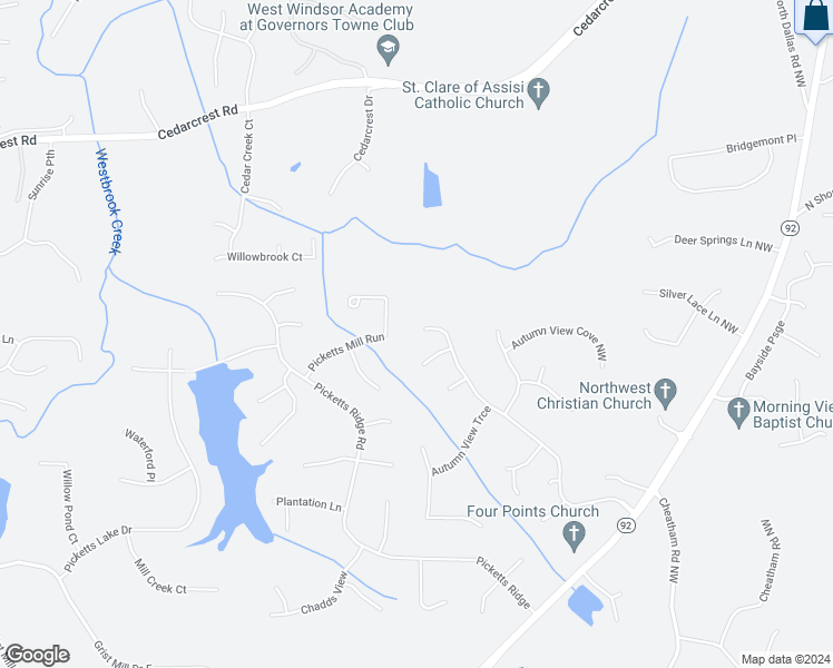 map of restaurants, bars, coffee shops, grocery stores, and more near 3705 Autumn View Drive in Acworth
