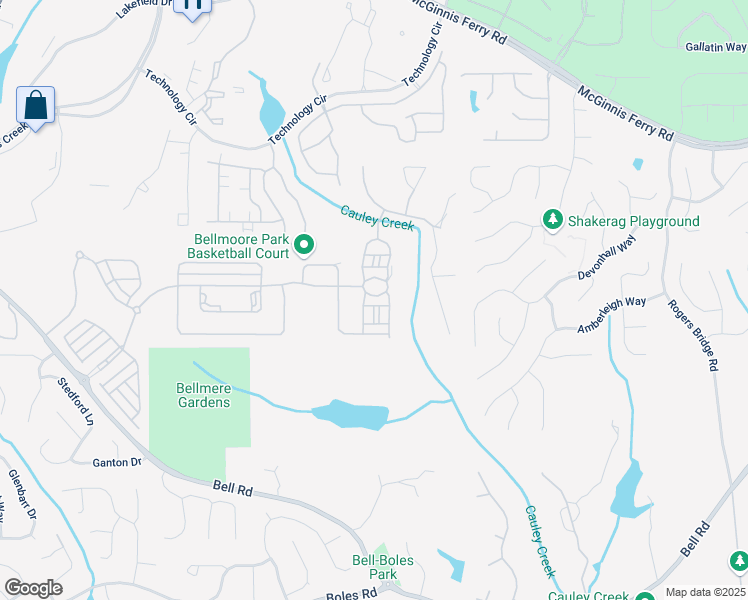 map of restaurants, bars, coffee shops, grocery stores, and more near 6425 Bellmoore Park Ln in Johns Creek