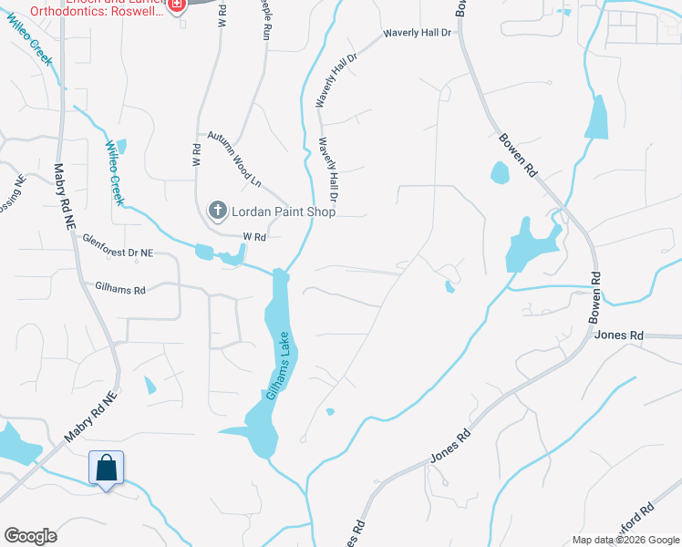 map of restaurants, bars, coffee shops, grocery stores, and more near 11055 Stroup Road in Roswell