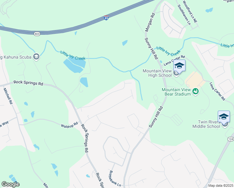 map of restaurants, bars, coffee shops, grocery stores, and more near 2029 Manor Oak Lane in Buford