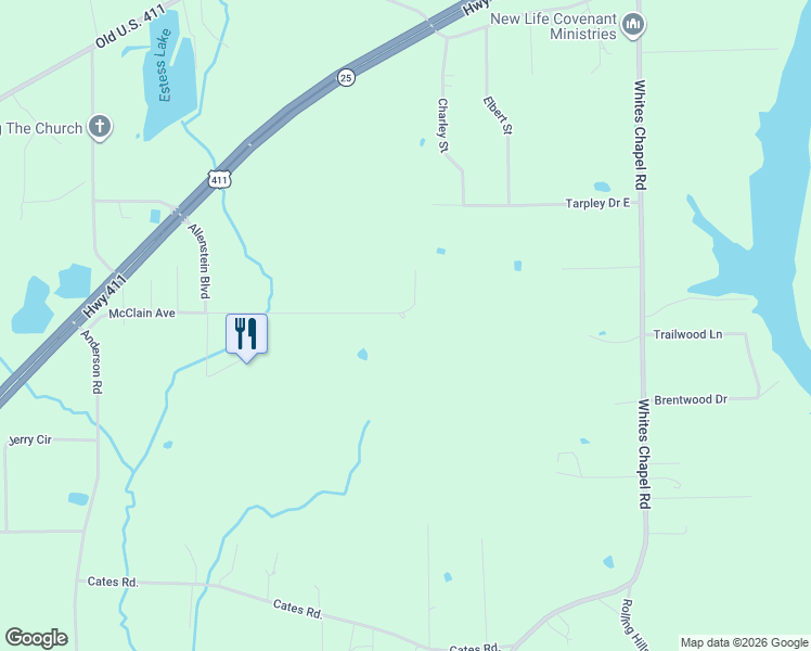 map of restaurants, bars, coffee shops, grocery stores, and more near 2894 McClain Avenue in Gadsden