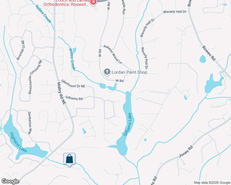 map of restaurants, bars, coffee shops, grocery stores, and more near 11140 West Road in Roswell