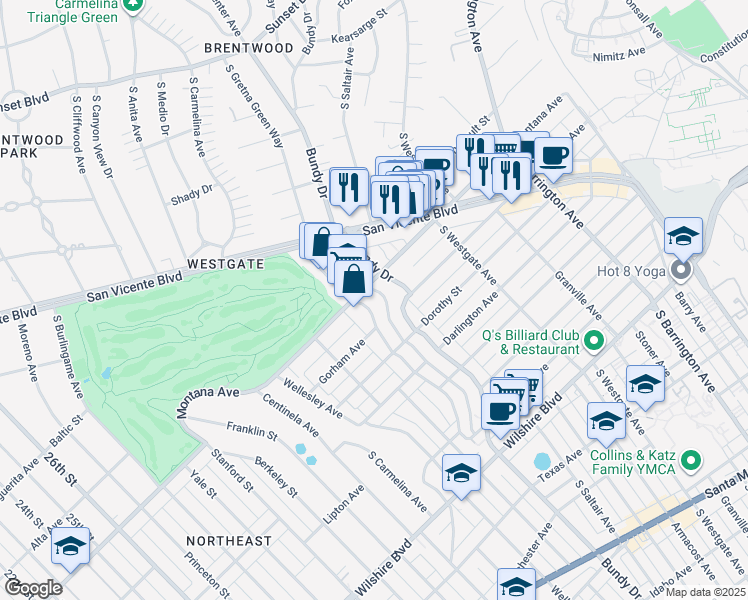 map of restaurants, bars, coffee shops, grocery stores, and more near in Los Angeles