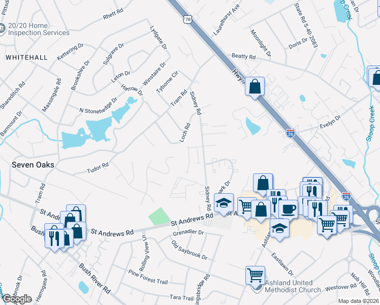 map of restaurants, bars, coffee shops, grocery stores, and more near 148 Loch Drive in Columbia
