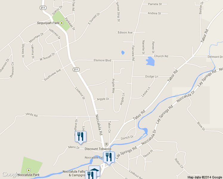 map of restaurants, bars, coffee shops, grocery stores, and more near 2112 Argyle Way in Gadsden