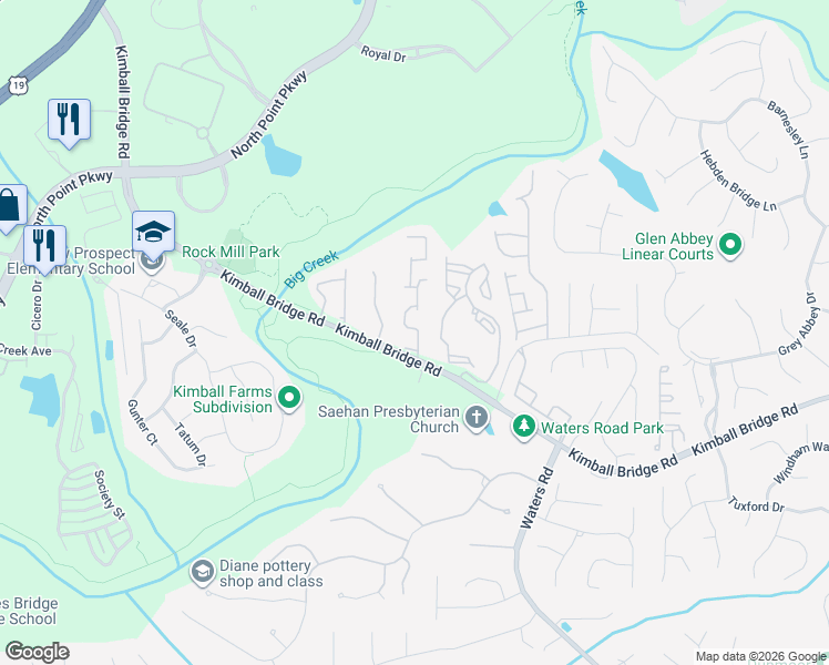 map of restaurants, bars, coffee shops, grocery stores, and more near 11105 Grey Owl Road in Alpharetta