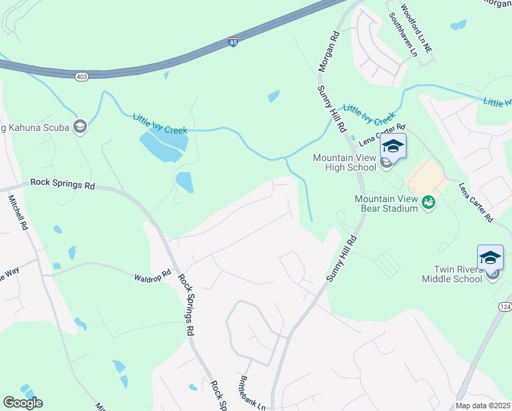 map of restaurants, bars, coffee shops, grocery stores, and more near 2029 Manor Oak Lane in Buford