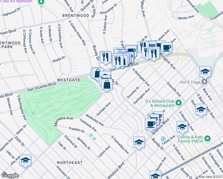 map of restaurants, bars, coffee shops, grocery stores, and more near in Los Angeles