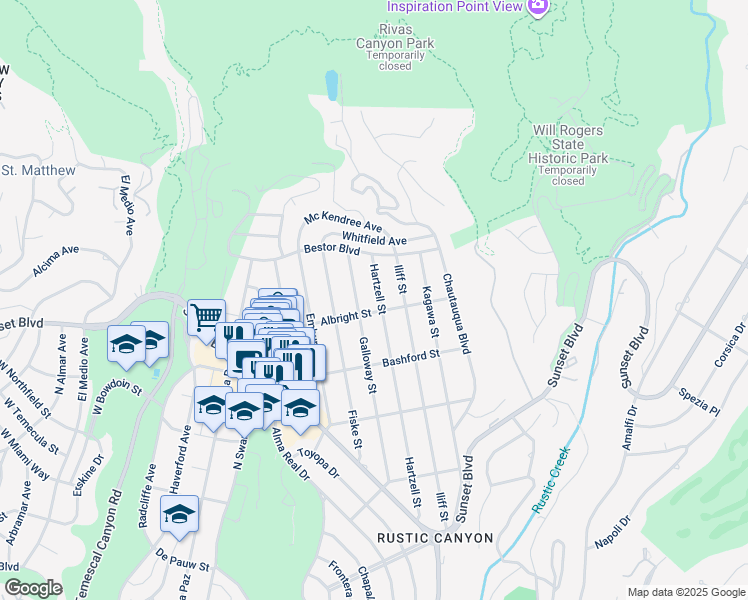 map of restaurants, bars, coffee shops, grocery stores, and more near 1111 Hartzell Street in Los Angeles