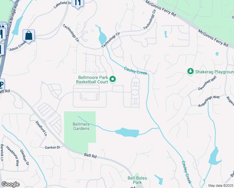 map of restaurants, bars, coffee shops, grocery stores, and more near 6265 Bellmoore Park Ln in Duluth