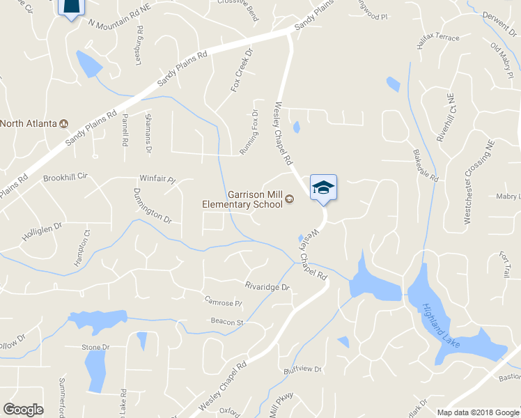 map of restaurants, bars, coffee shops, grocery stores, and more near 3876 Sweat Creek Run Northeast in Marietta