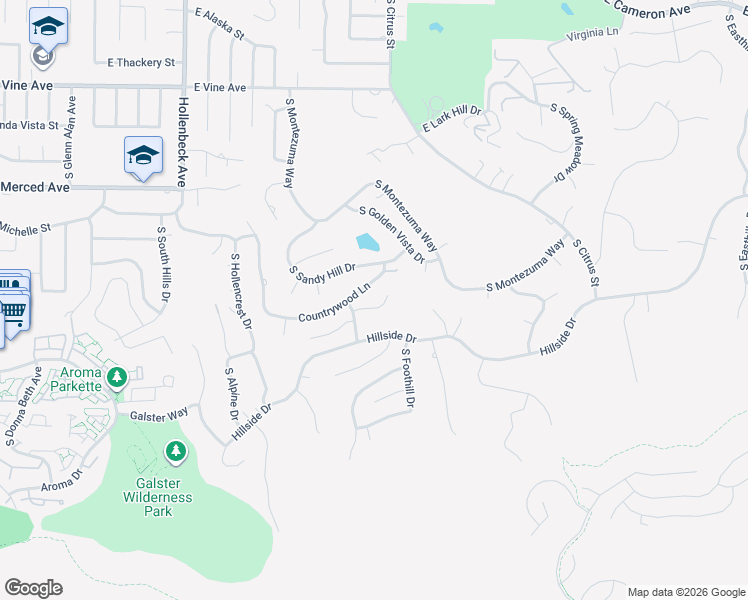 map of restaurants, bars, coffee shops, grocery stores, and more near 2839 Skyview Lane in West Covina