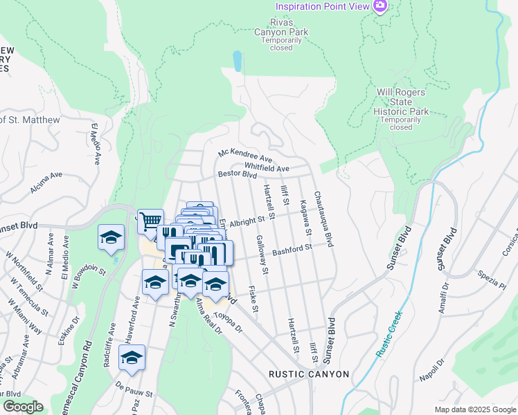 map of restaurants, bars, coffee shops, grocery stores, and more near 1116 Galloway Street in Los Angeles