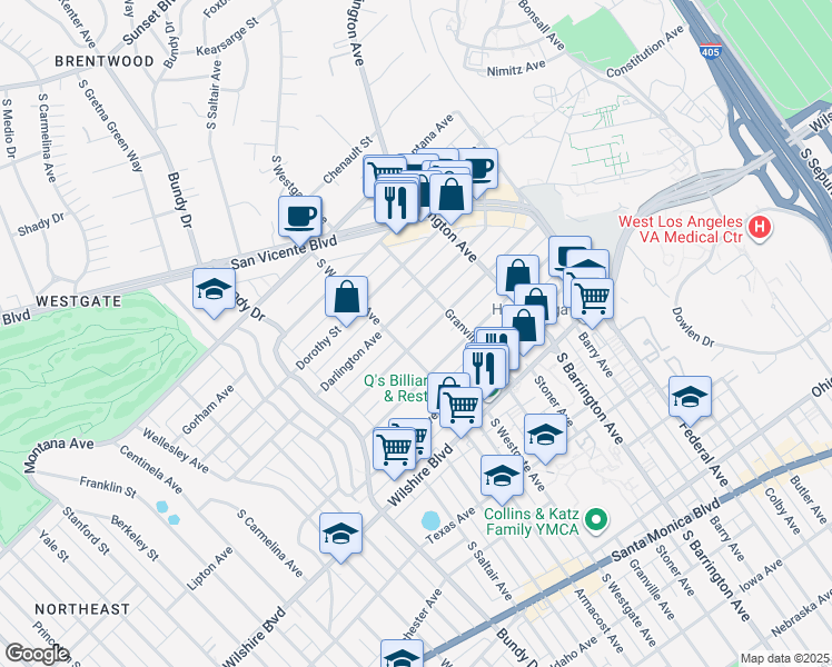 map of restaurants, bars, coffee shops, grocery stores, and more near in Los Angeles