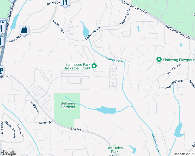 map of restaurants, bars, coffee shops, grocery stores, and more near 6265 Bellmoore Park Ln in Duluth