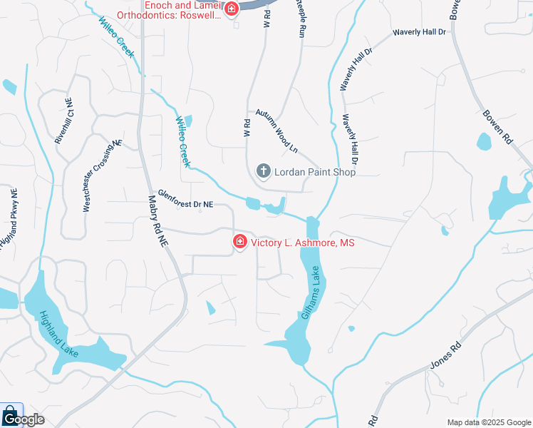 map of restaurants, bars, coffee shops, grocery stores, and more near 11180 West Road in Roswell