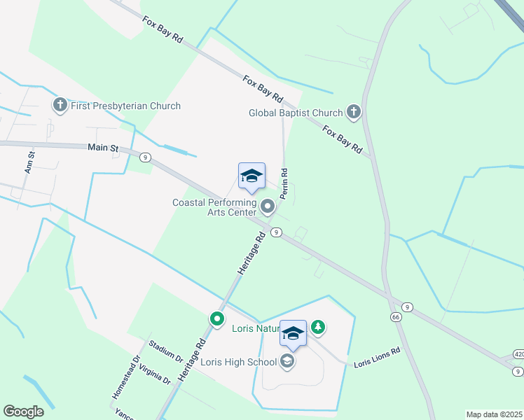 map of restaurants, bars, coffee shops, grocery stores, and more near 901 Highway 9 Business in Loris