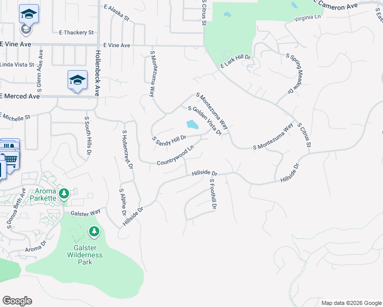 map of restaurants, bars, coffee shops, grocery stores, and more near 2839 Skyview Lane in West Covina