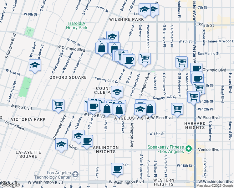 map of restaurants, bars, coffee shops, grocery stores, and more near 1140 1/2 4th Avenue in Los Angeles