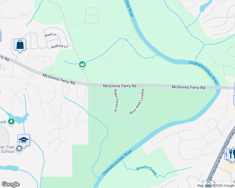 map of restaurants, bars, coffee shops, grocery stores, and more near 8430 Sundial Court in Suwanee