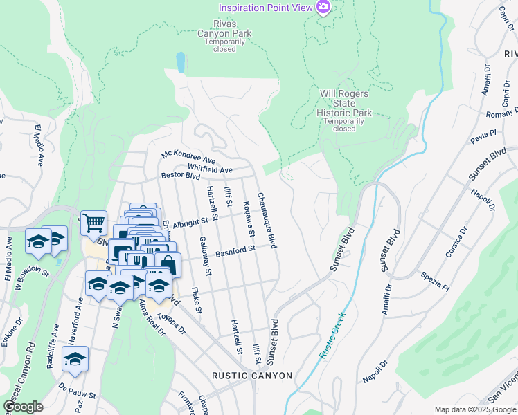 map of restaurants, bars, coffee shops, grocery stores, and more near 1101 Chautauqua Boulevard in Los Angeles